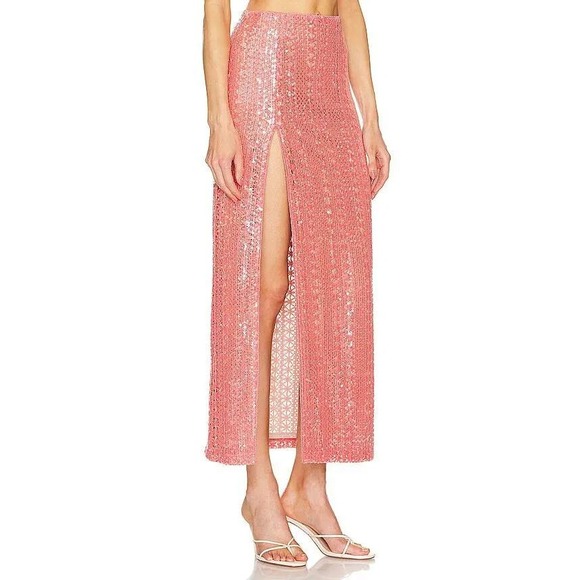 Michael Costello X Revolve Dresses & Skirts - Michael Costello x REVOLVE Catiana Sequin Maxi Skirt Coral Pink High Slit XS New